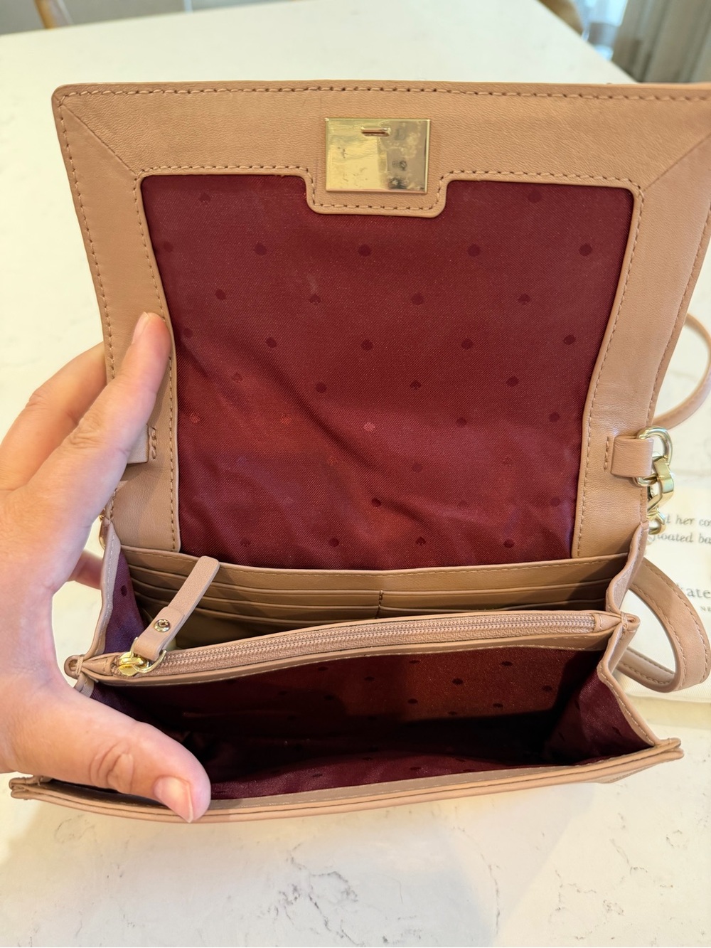 kate spade Quilted Chevron Leather Crossbody in Blush - Picture 2 of 2